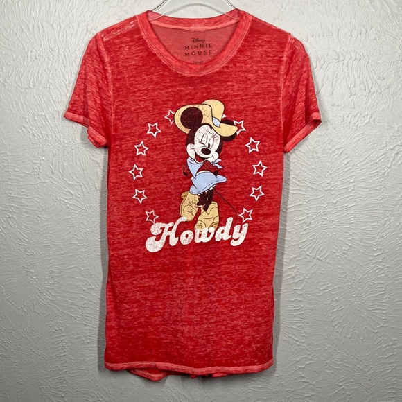 Disney Tops - Disney Red Minnie Mouse Howdy Short Sleeve T-Shirt Women's Size Small